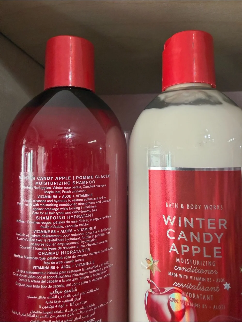 Bath & Body Works Winter Candy Apple Shampoo & Conditioner - Red, White